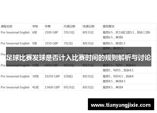 足球比赛发球是否计入比赛时间的规则解析与讨论